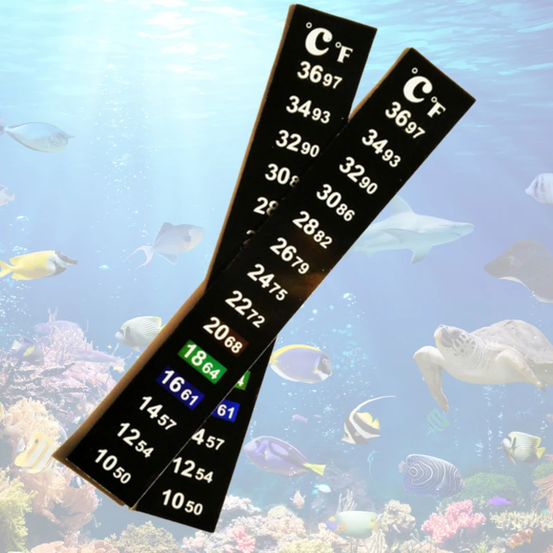 Dual Scale Aquarium Thermometer Fish Tank Stick-on Liquid Temperature Tool Fahrenheit Digital LCD Display Adhesive Strip Sticker