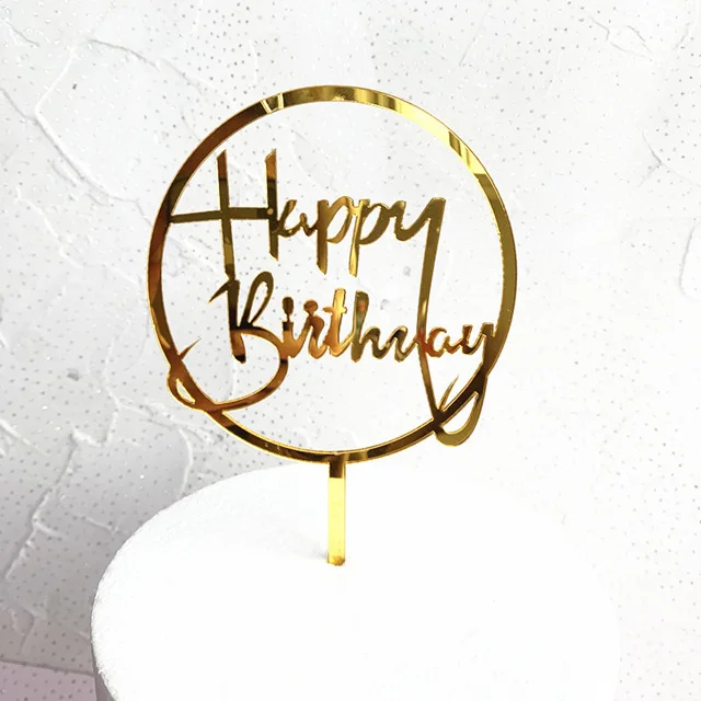 Gold Silber Alles Gute zum Geburtstag Kuchen Topper Acryl Klassische Geburtstag Cupcake Topper Dessert Dekoration für Baby Dusche Kuchen Liefert – Detail 4
