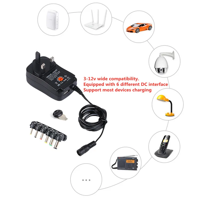 Power Supply 3V 4.5V 6V  9V 12v кабель для роутера 12 Switching Transformers Power Adapter Fast Charger 3 5MM Routers Drone Toys