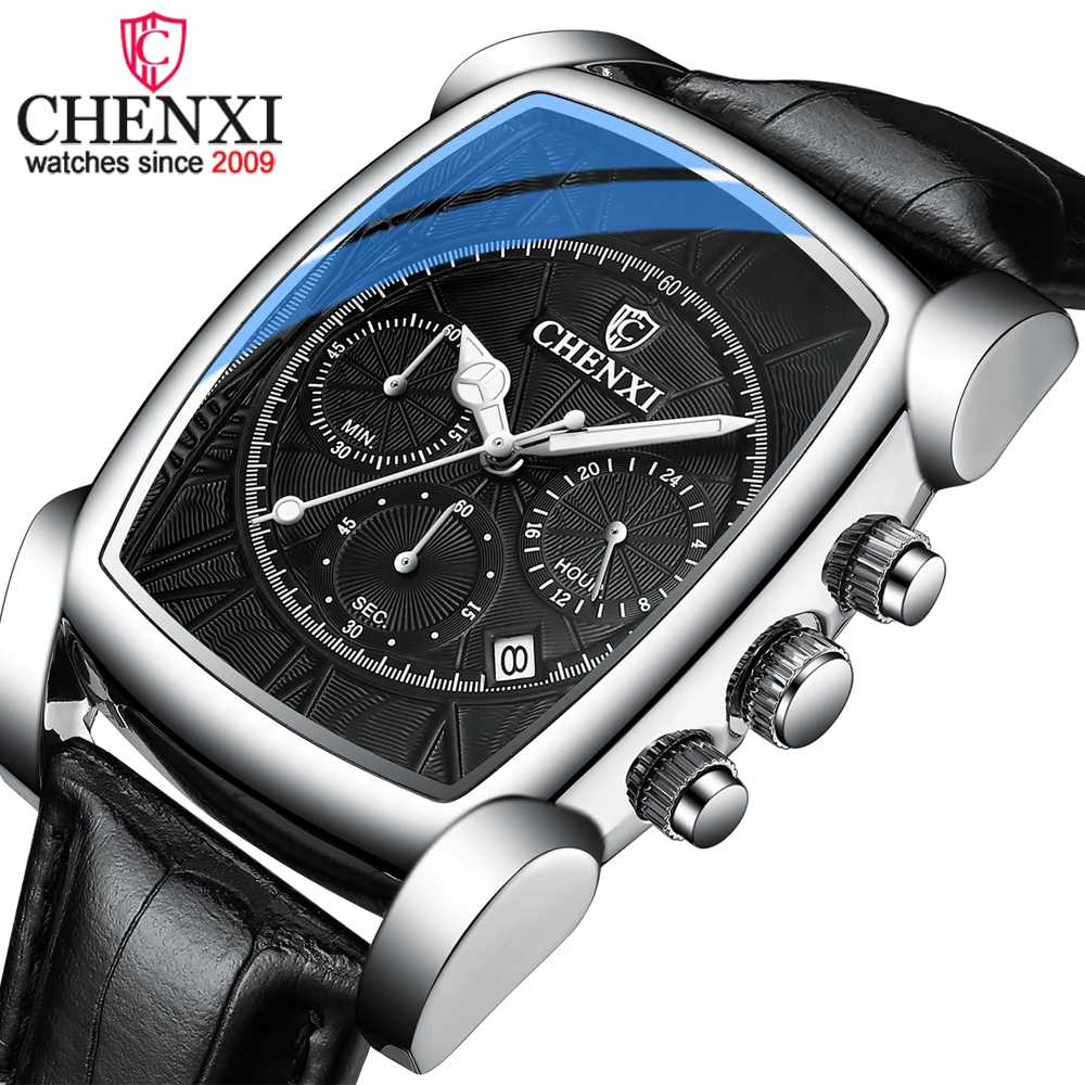 

CHENXI New Fashion Mens Watches Black Leather Waterproof Quartz Watch Men Business Chronograph Luxury Brand Relogio Masculino