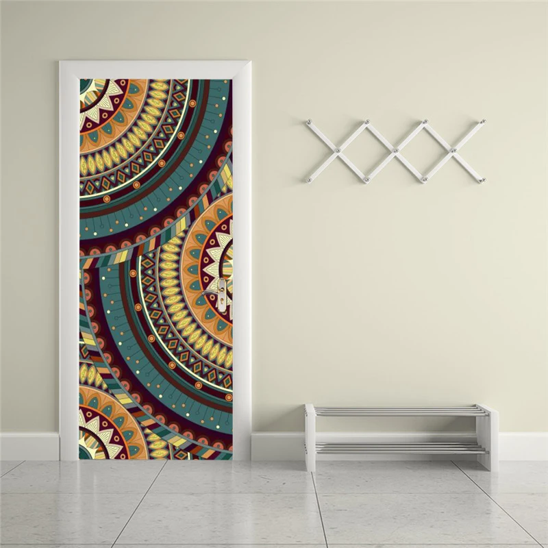 Self-adhesive abstract pattern art door stickers home decoration door cover wall stickers mural porch wallpaper poster