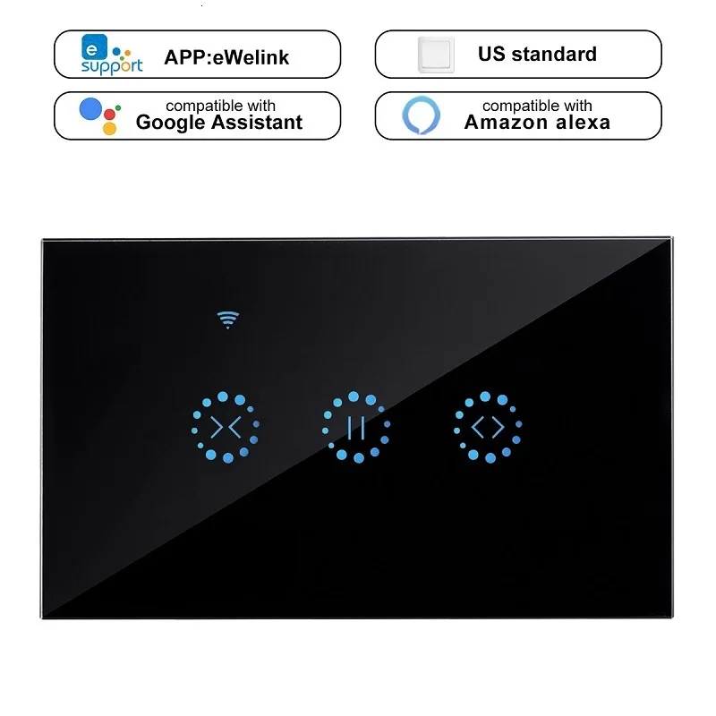 스마트 홈 와이파이 전기 터치 블라인드 커튼 스위치, Ewelink 앱, 알렉사 에코의 음성 제어, 기계식 리미트 블라인드 모터용