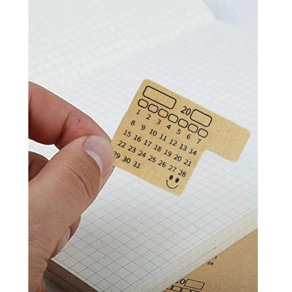 48 PCS Diary Calendar Series Scrapbooking Decorative Stickers Kraft Paper Index Label Sticker Flakes Stationary Accessories