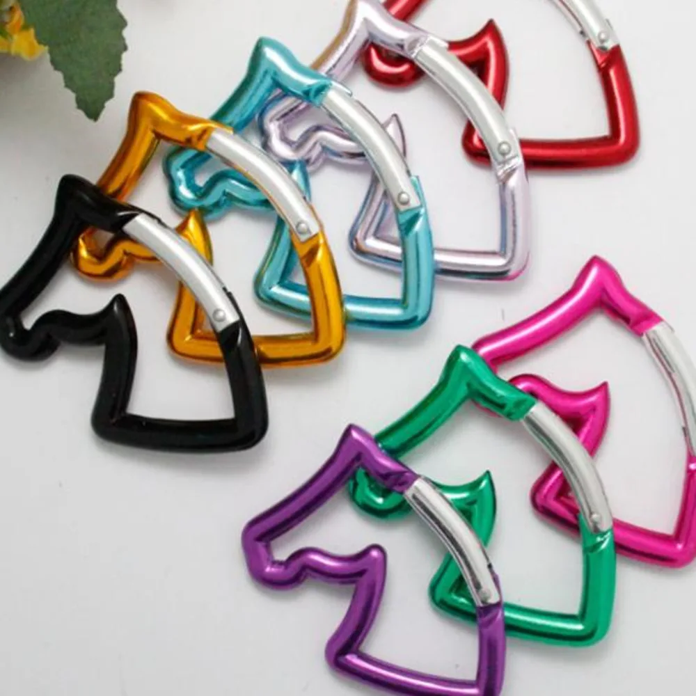 200pcs Horse Head Shaped Aluminum Alloy Locking Mounting Carabiner Snaphook Hook Holder