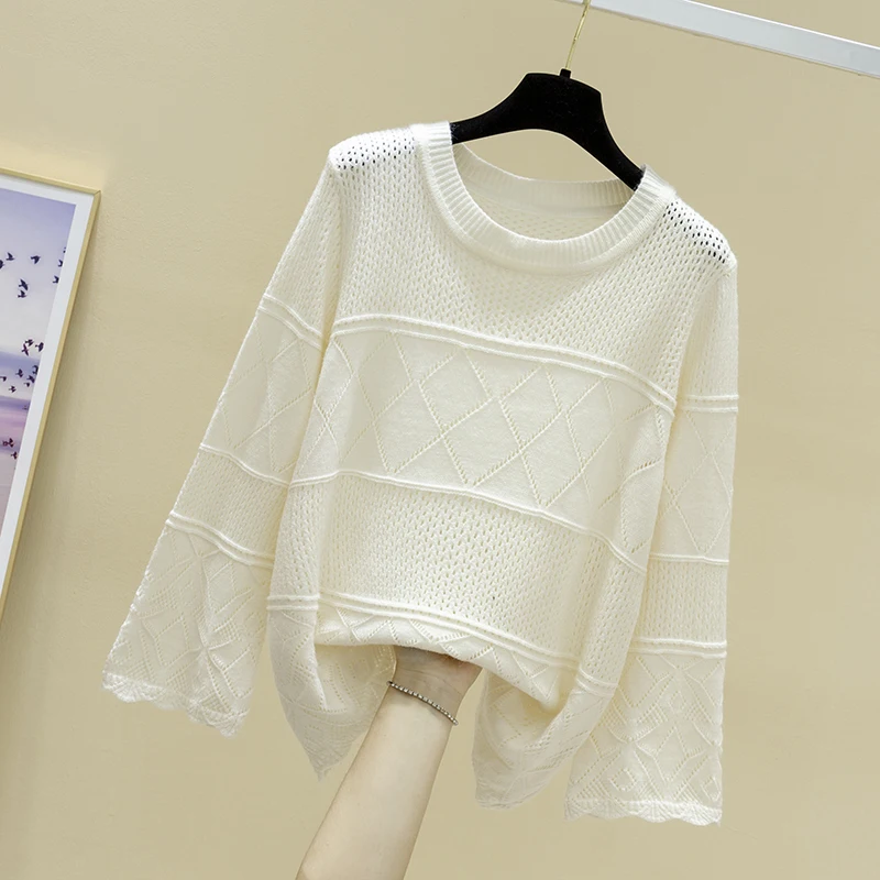 Women's sweater with thin collar and hollow bottom in spring 2021