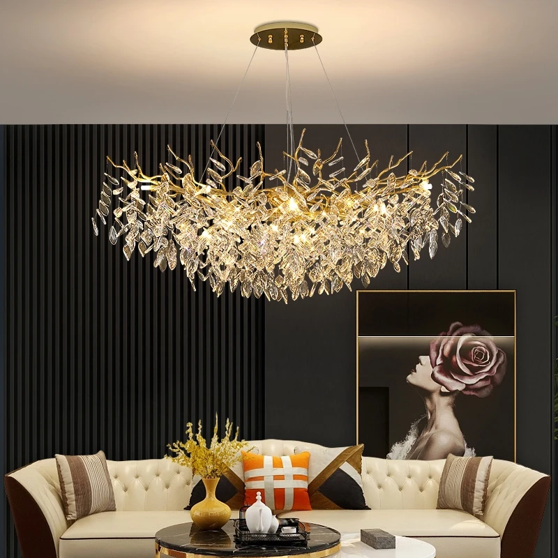 Luxury Crystal Chandeliers Gold for Dining Room Nordic Pendant Light Living Room Hanging Lamp Large Lighting Decorative Lamps