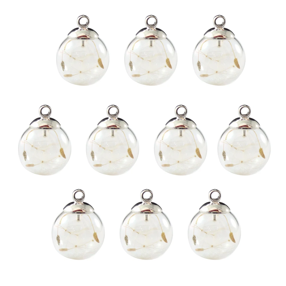 6PCS Glass Ball  Dandelion Real Seed Pendant Dried Flowers Making Pendant For Necklace Bracelet Jeweley