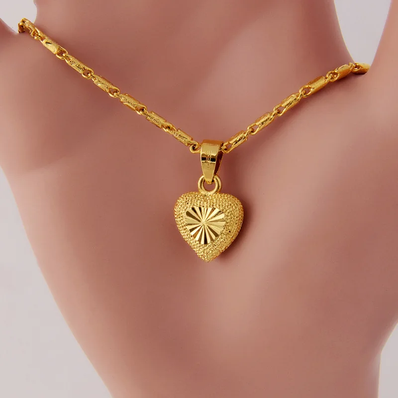 HOYON Real 18K Gold Color collana clavicola catena collo Collares gioielli per le donne Charms ciondolo a forma di cuore regalo per la fidanzata