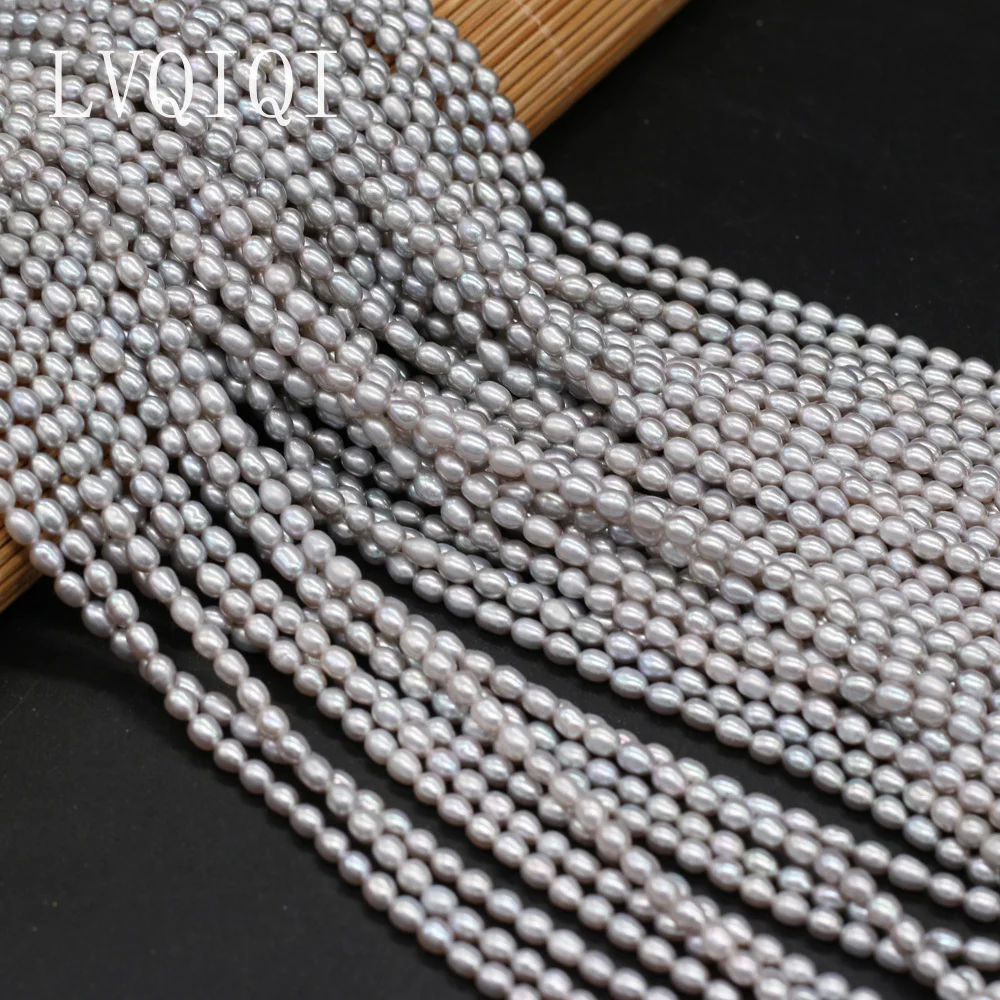 Natural Freshwater Pearl Beads Gray Rice Shape Loose Spacer Exquisite Beads For Jewelry Making DIY Necklace Bracelet Accessories