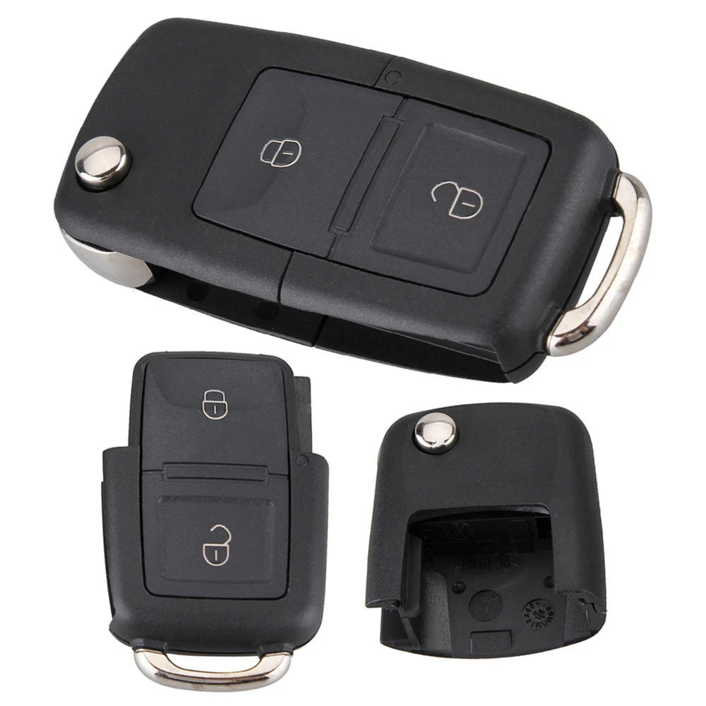 Black 2 Buttons Smart Car Remote Replacement Key Case No Chip Suitable for Volkswagen B5 / Cars / Automobile / Vehicle