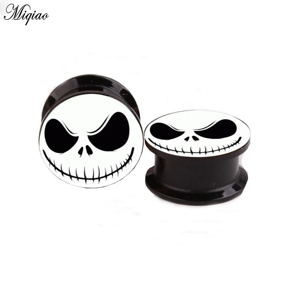 Miqiao New 2pcs Acrylic Screw Punk Ear Gauges Plugs Black Ear Expanders Double Flared Ear Stretcher Piercing Ear Tunnel Jewelry