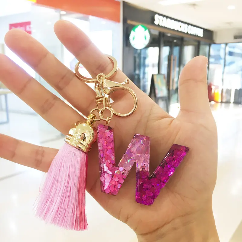 fashion Cute 26 Letter Pendant Key Chain For Women Men Resin A To Z Keyrings Holder Luxury Key Ring Simple Accessories Gift