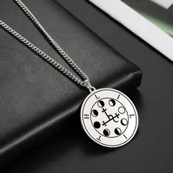 LIKGREAT Wicca Lilith Seal Night and Moon Necklace Men Women Demon Goddess Pendant Kabbalah Amulet Stainless Steel Jewelry