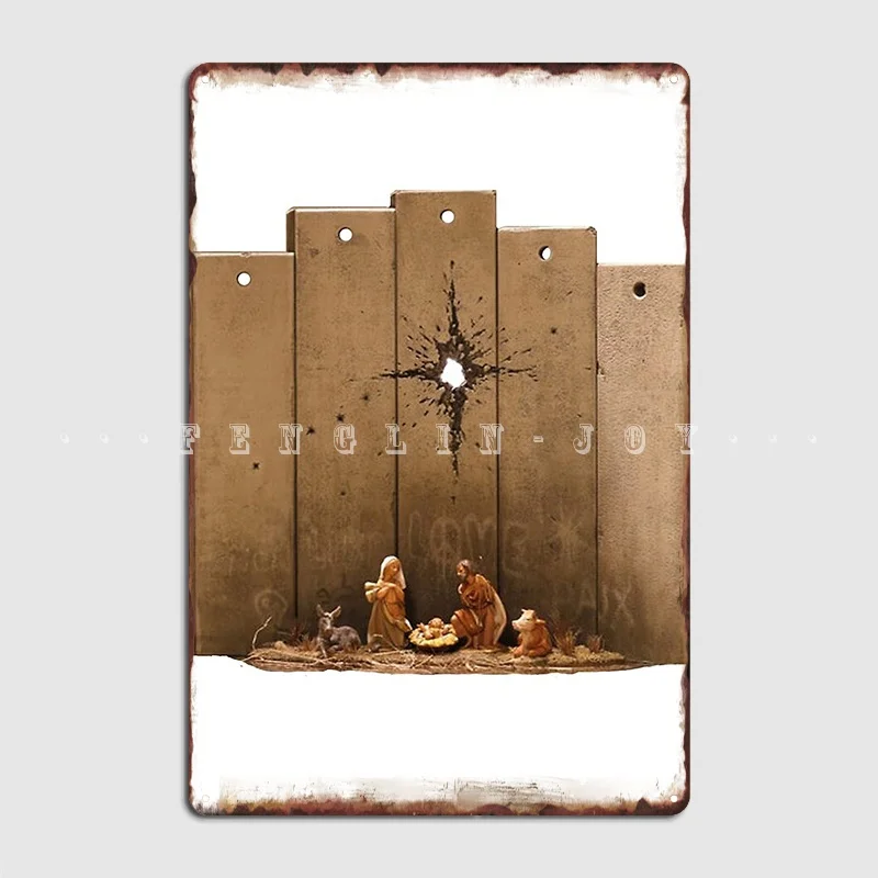 Banksy Scar Of Bethlehem Nativity Metal Sign Garage Decoration Club Bar Designing Wall Cave Tin Sign Poster