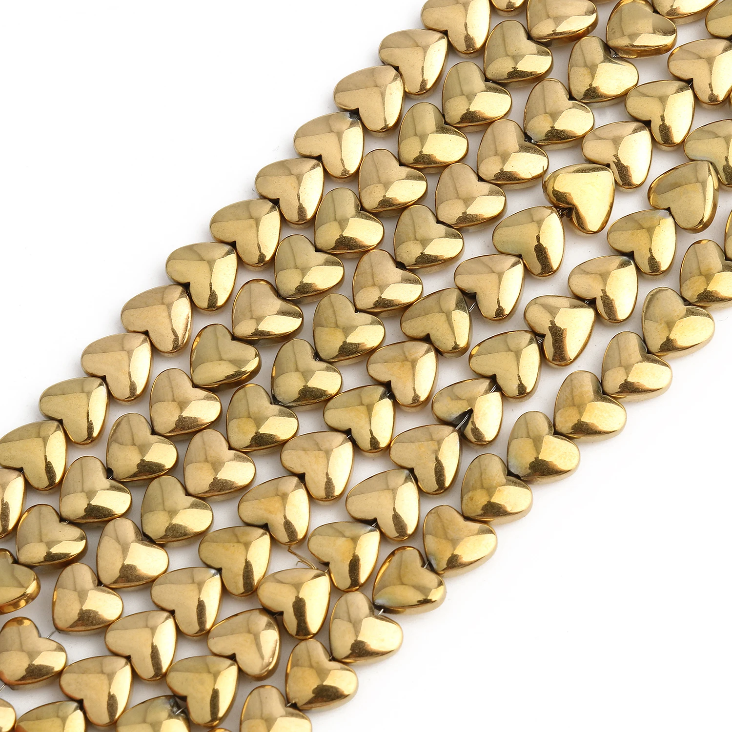 Color Retention Gold-Plated Hematite Beads Natural Stone Heart Flat Round Rondelles Spacer Beads for jewelry Making DIY Bracelet