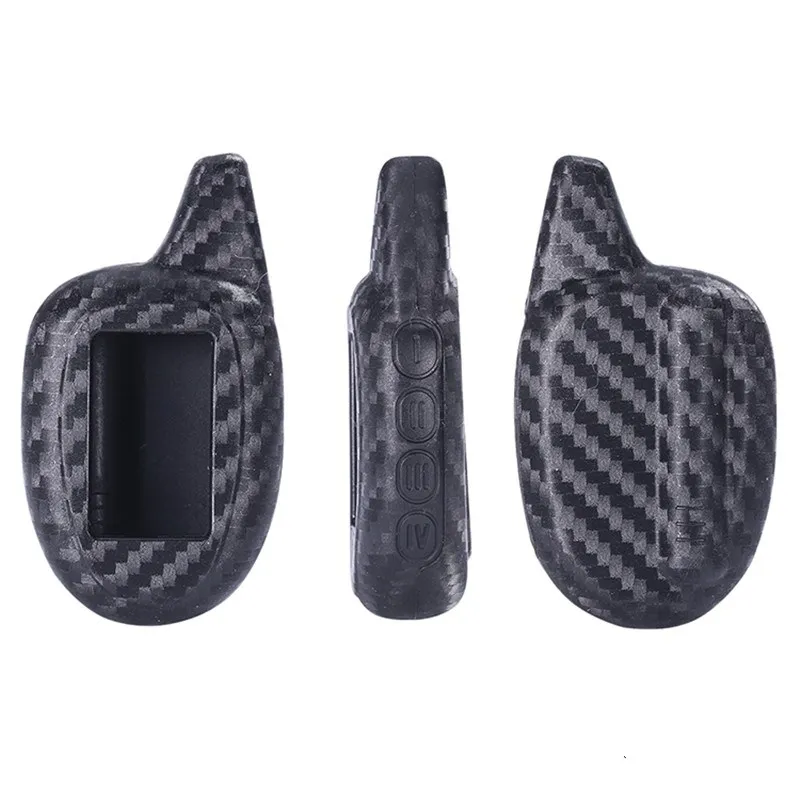 Carbon Fiber Silicone Key Cover For Scher-Khan Magicar 7 M12 M11 M9 M8 M7 Russia 2-Way Car Alarm Silica Gel LCD Remote Case