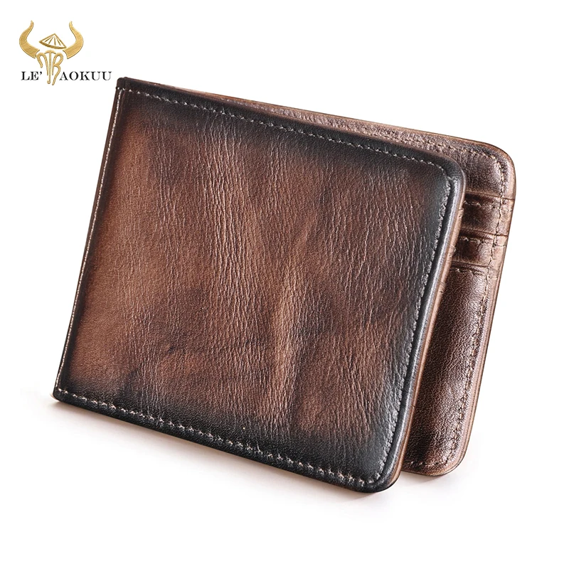 Hot Sale Men Male Grain Soft Leather Design Fashion Slim Wallet Front Pocket Money Clip Mini Bill Purse For Men 1055