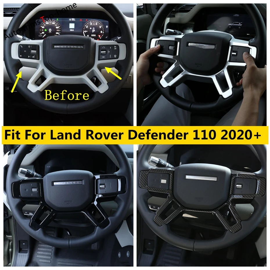 

Steering Wheel Frame Decorative Kit Cover Trim Fit For Land Rover Defender 110 2020 - 2022 Black Style ABS Interior Accessories