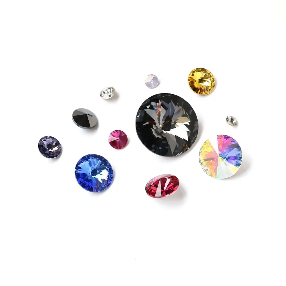 Crystal Diamonted Strass Rivoli Stones K9 Glass Rhinestone For Clothing Nail Art Decorations Gule On Garment Crystal Applique