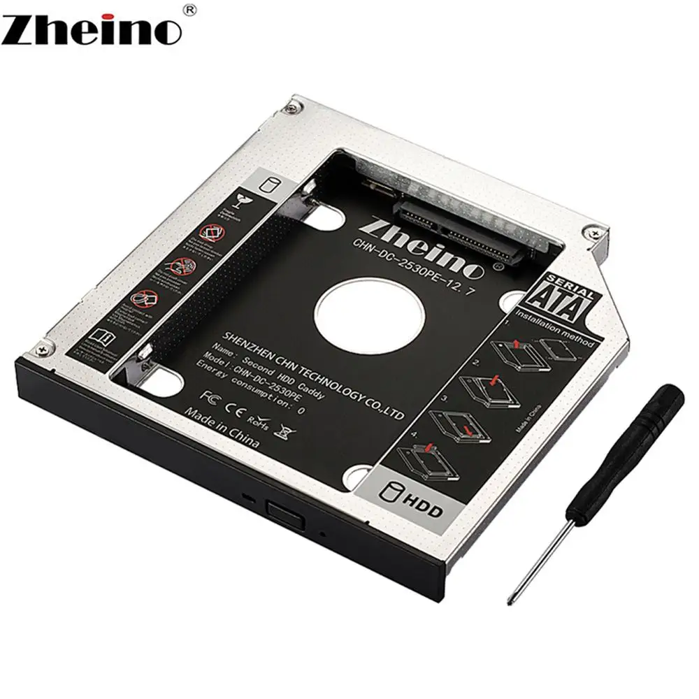 Zheino 2,5 SATA3 12,7mm 2nd Aluminium Legierung HDD Caddy Adapter Fall für CD/DVD-ROM Optische Festplatte