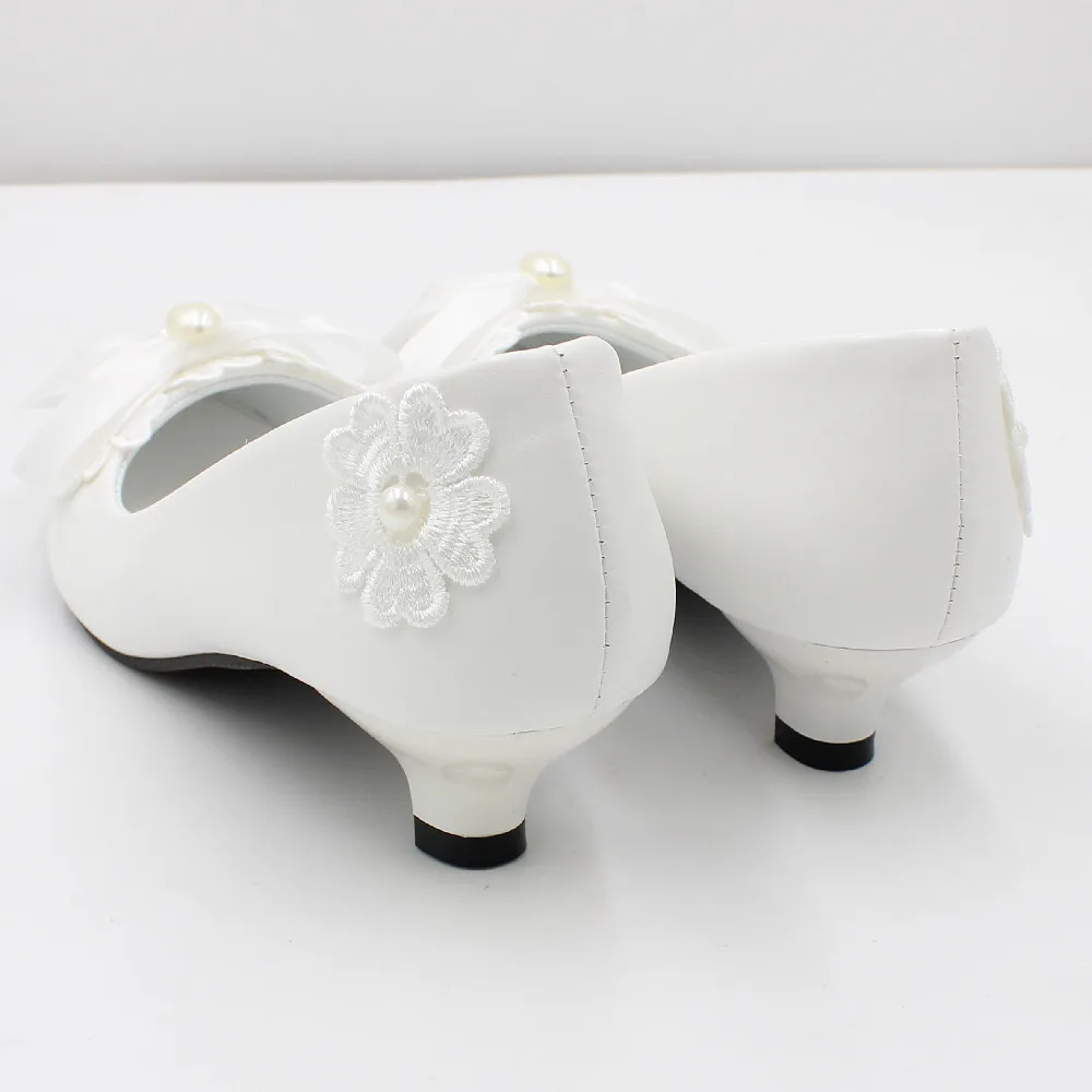 New bowknot women\'s shoes white bridal shoes low heel bridesmaid shoes shallow mouth youth large wedding shoes BH2105