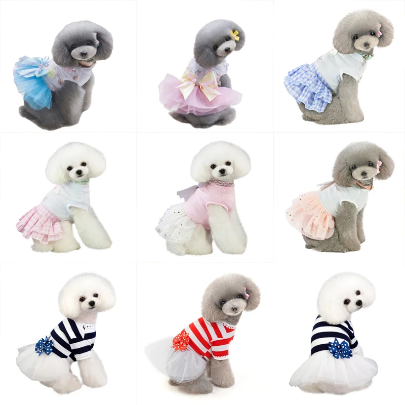 2pcs Dog Dress Fashion Stripe Dog Clothes Puppy Skirt Vest Pet Apparel For Small Dogs In Wedding Holiday Spring Summer Dresses