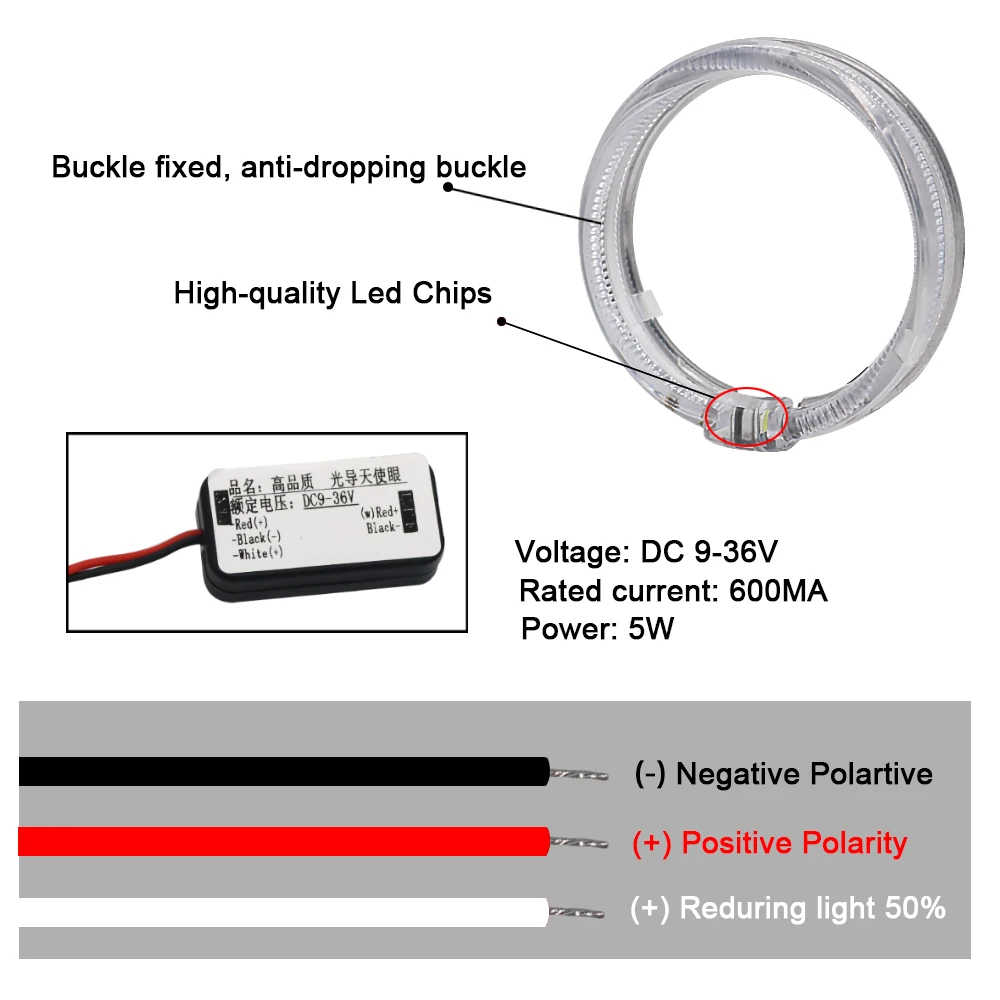 Angel Eyes LED Car Halo Ring Lights, farol vermelho, luz do dia, 12V, 80mm, 95mm, 105mm, 110mm, 120mm, 125mm, 1 par