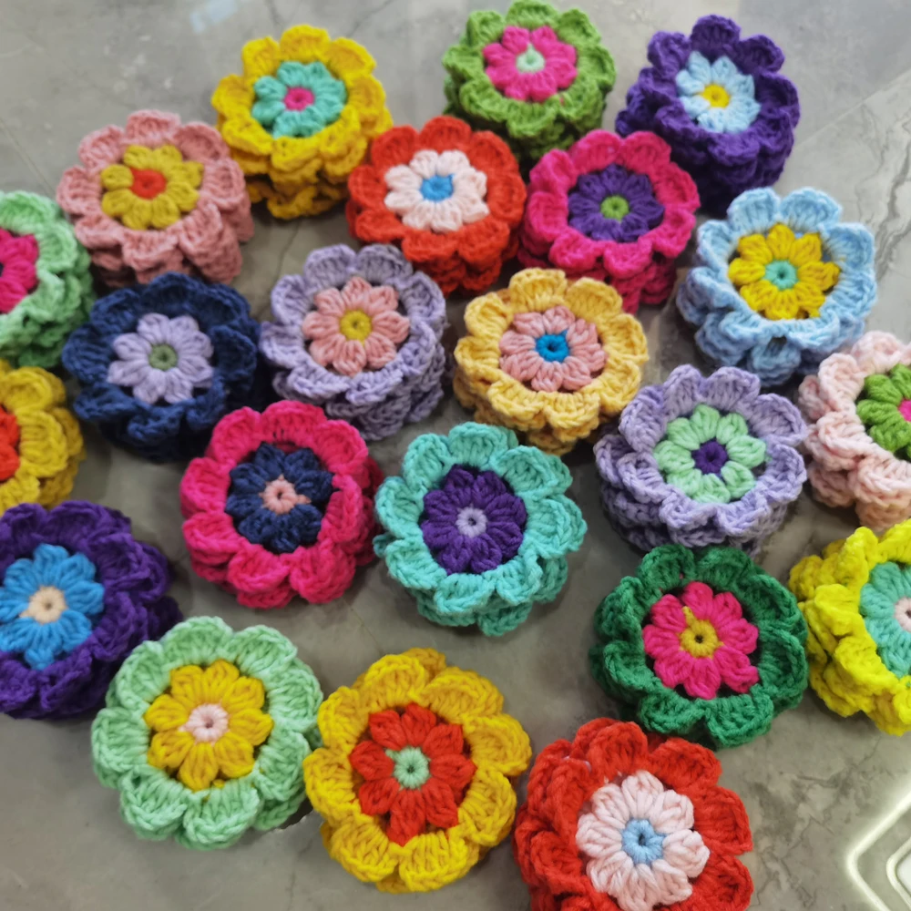 Original DIY Hand Crochet Doilies Colors Round Coaster 9cm Table Decor Placemat Clothes Accessories Patch Wedding Gift 50pcs/lot