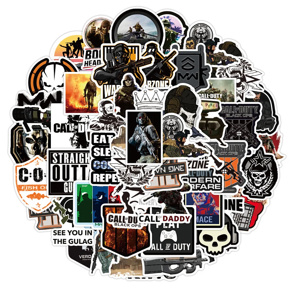 10/30/50Pcs Cool Game Cod Call Duty Stickers Skateboard Gitaar Auto Diy Laptop Motorfiets Telefoon bike Graffiti Sticker Kid Speelgoed