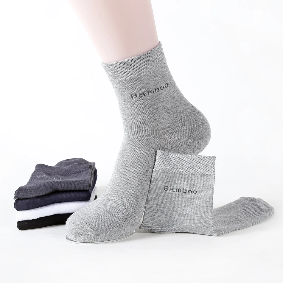 

High Quality Bamboo Fiber Men Socks New Casual Business Anti-Bacterial Deodorant Breatheable Long Socks Man Size 38-45