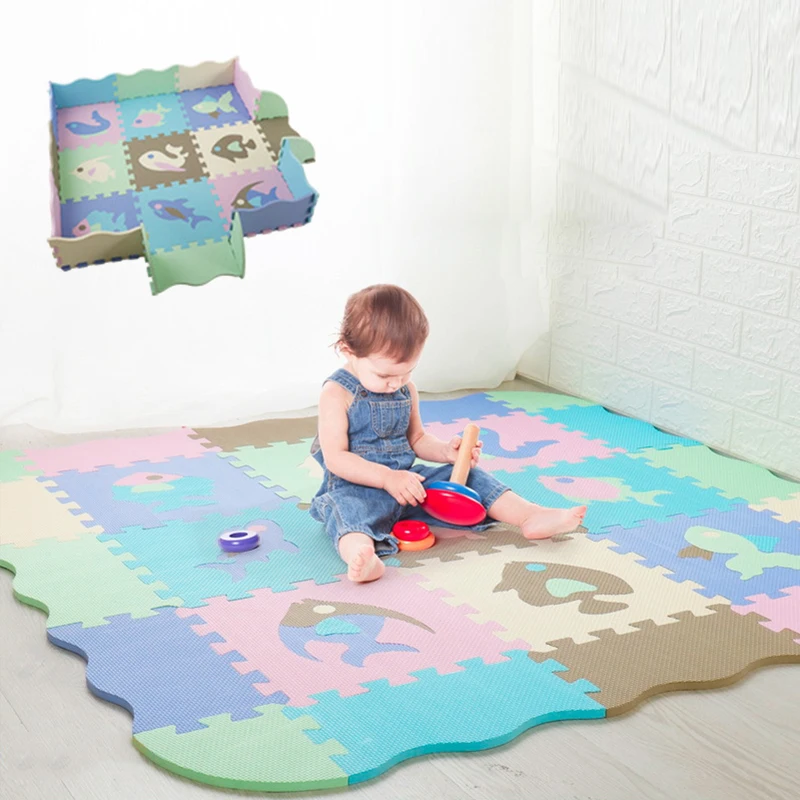 Tapis de développement de sol en polymère pour bébé, jouets pour enfants, OligPuzzle pour enfants, tapis en mousse souple, polymère protecteur de sol, 25 pièces, 9 pièces