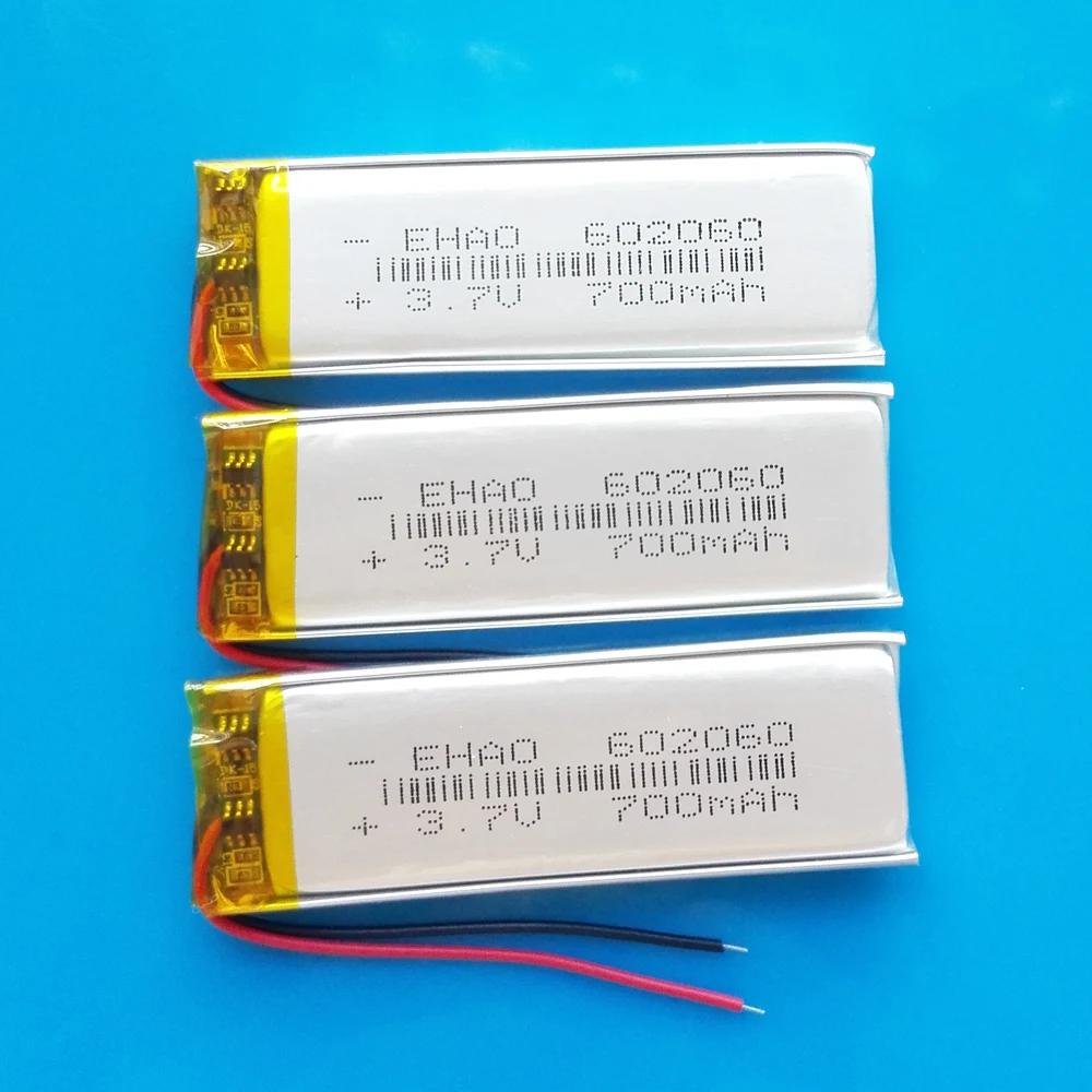 3 szt. Akumulator litowy polimerowy 602060 3.7V 700mAh Lipo do MP3 GPS DVD zestaw słuchawkowy z nagrywarką Bluetooth do kamery e-book