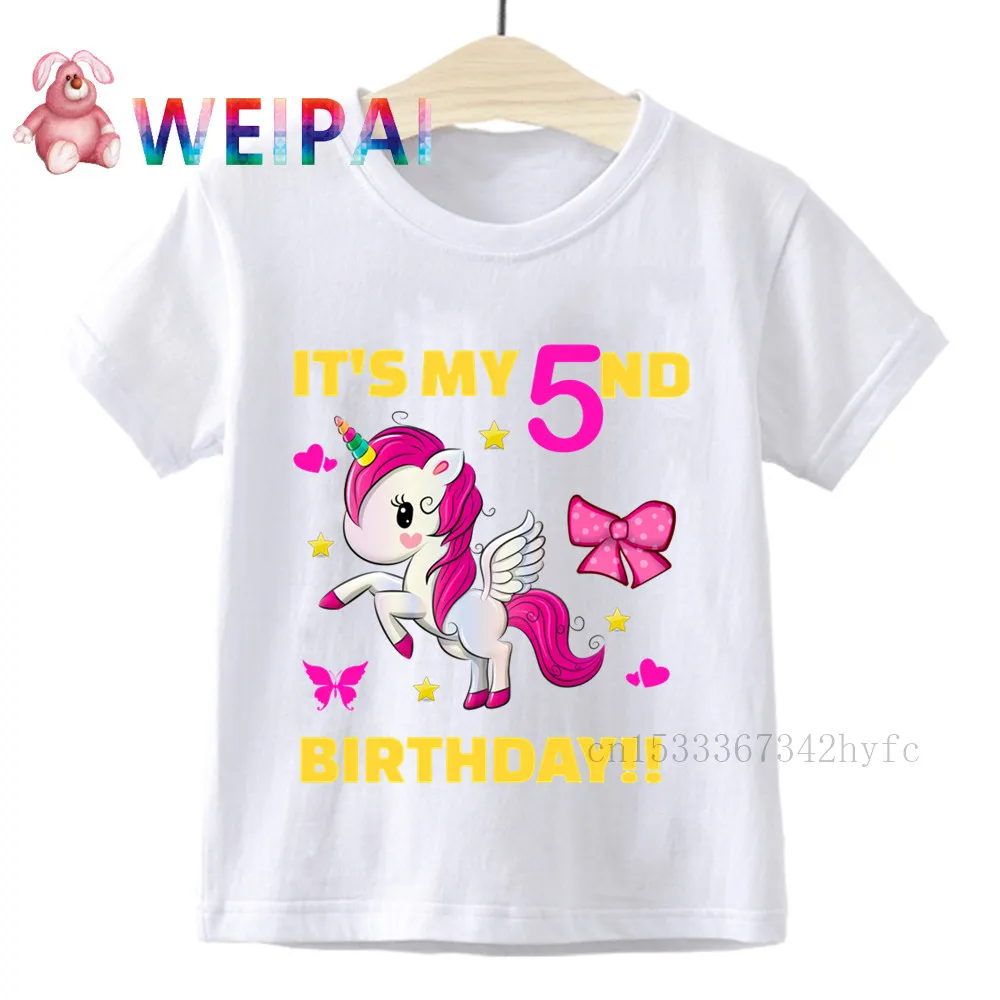 Unicorn 1-9 Birthday Number Print T Shirt Children It Is My 1 2 3 4 5 Birthday T-shirt BoyGirl Gift Tshirt Family Matching Top