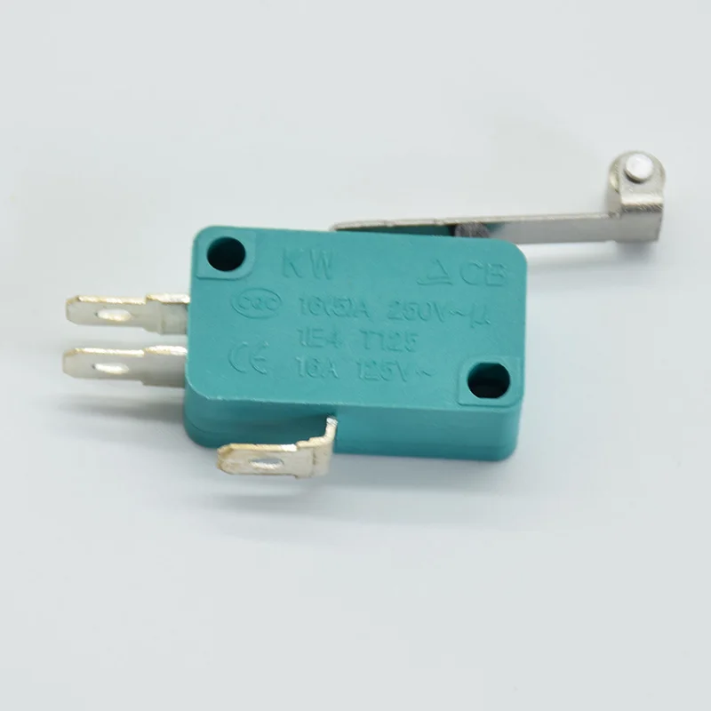 2pcs Micro Limit Switches 16A 250V 125V NO+NC+COM  3 Pins SPDT Micro Switch 28mm 52mm Arc Roller Lever Touch Switch green