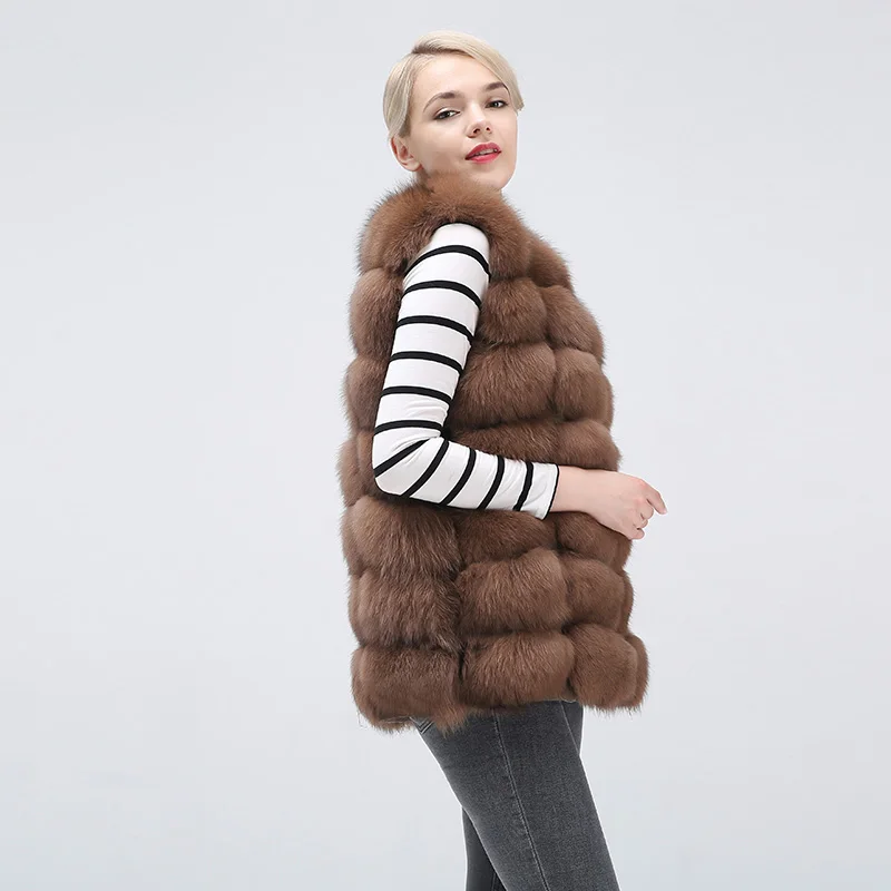 Natural Real Fox Fur Vest Jacket Waistcoat Short Sleeveless  Winter Warm Natural Fur Vest Real Fur Jacket Fox Fur Coats