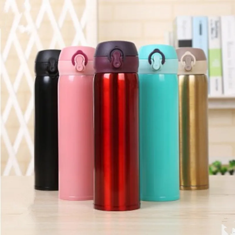 New Design Double Wall Stainless Steel Vacuum Flasks 500ml Thermos Cup Coffee Tea Milk Travel Mug Thermo Bottle Gifts Thermocup