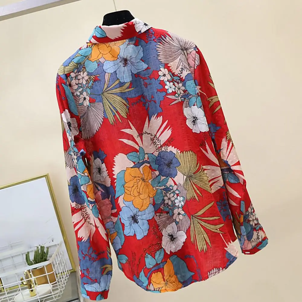 Plus Size M-4XL Ladies Vintage Loose Blouse Women Chiffon Shirt Floral Print Casual Office Lady OL Style Women Shirt Female