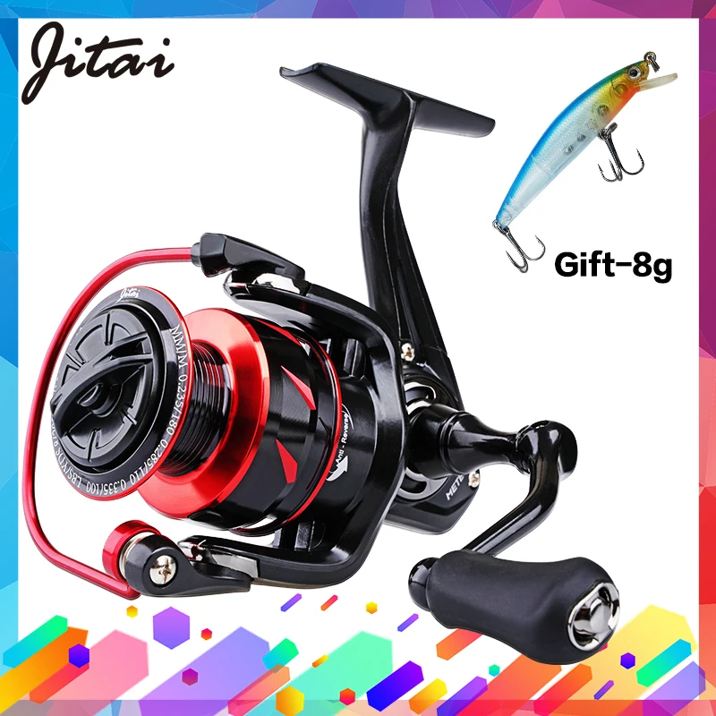 JITAI Meteor Spinning Reel Aluminium Handle Max Drag 8KG 9+1BB And Spool 5.2:1 Speed Multicolor Wheel Carp Fishing Reels