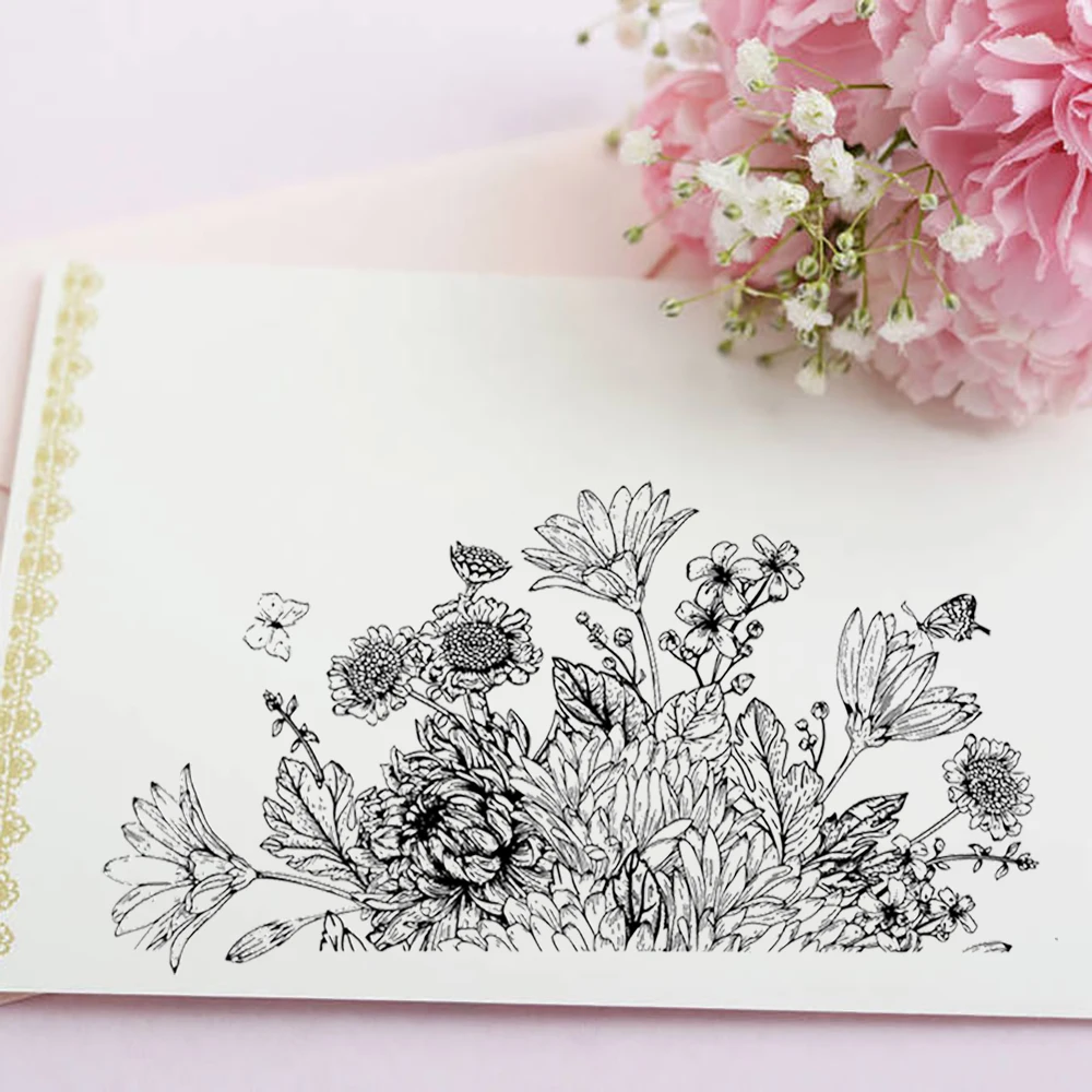 Beautiful Blooming Flowers Clear Stamps/Seal For DIY Scrapbooking Card Making Album Decorative Spring Silicone Stamp Craft