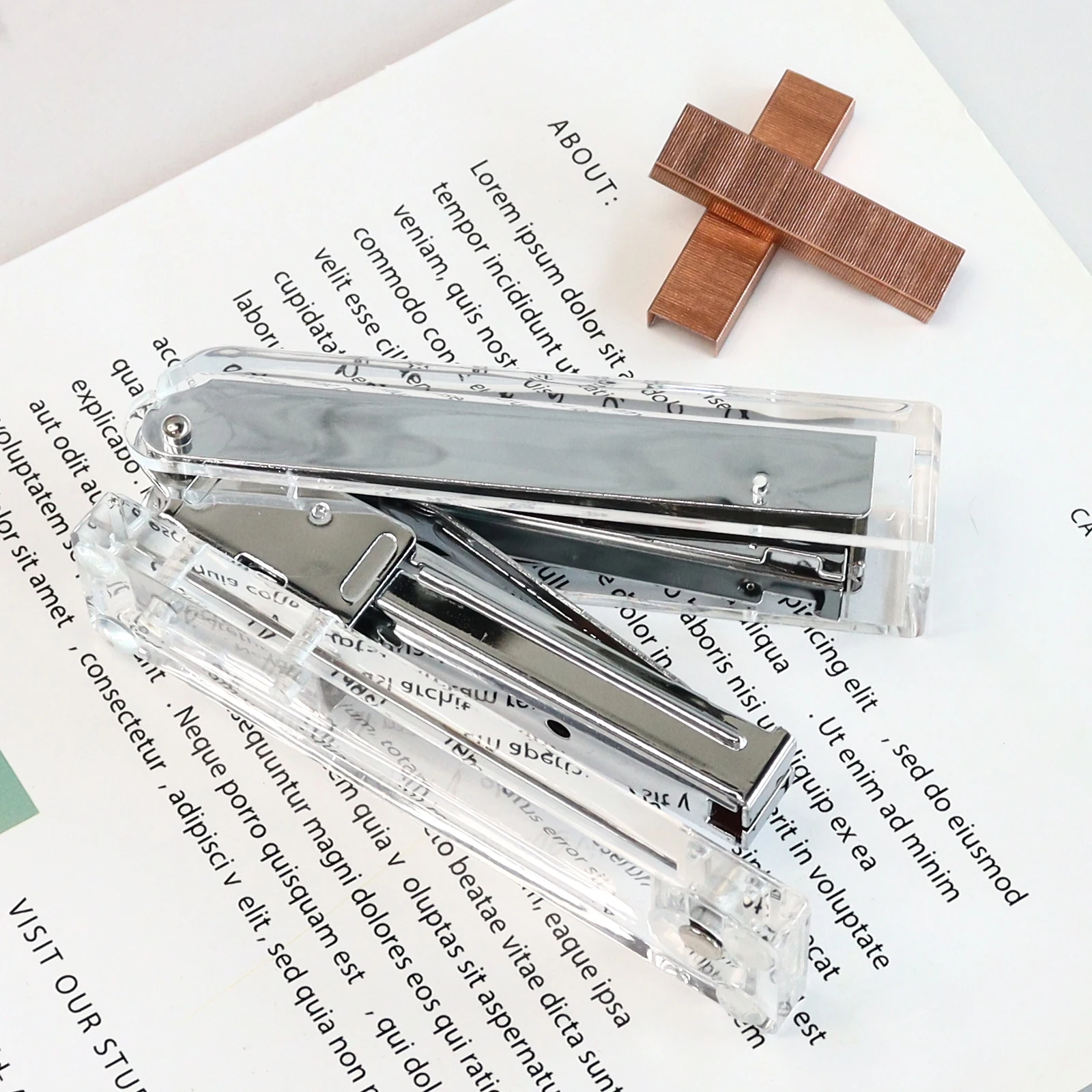 Office AccessoriesTransparent Silver Stapler Acrylic Body Metal Core Heavy Duty Stapler Home Office Multi-Purpose Stationery