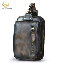 Trend Genuine Leather Coffee men Design Retro Small Hook Bum Bag Fanny Waist Belt Pack Cigarette Case 7