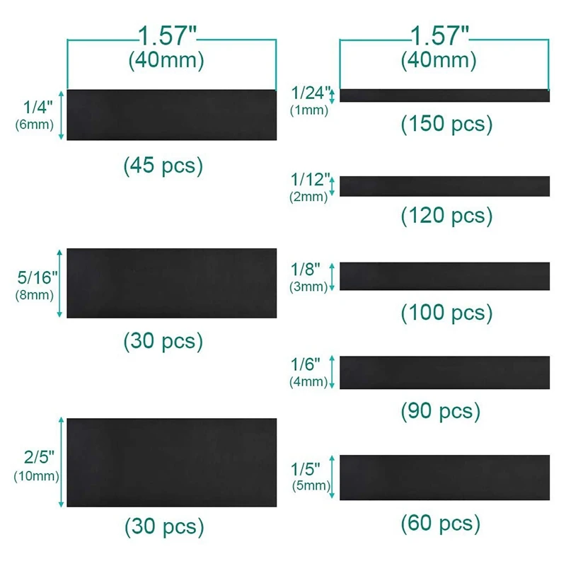 ชุดท่อหดความร้อน625ชิ้น, ท่อหดความร้อนอัตราส่วนพันสายไฟ2:1ปลอกสายไฟ