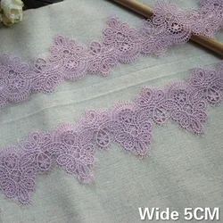 5CM di larghezza squisito viola solubile in acqua ricamo Guipure tessuto di pizzo bordo bordo frange nastro tende vestito cucito fai da te Decor