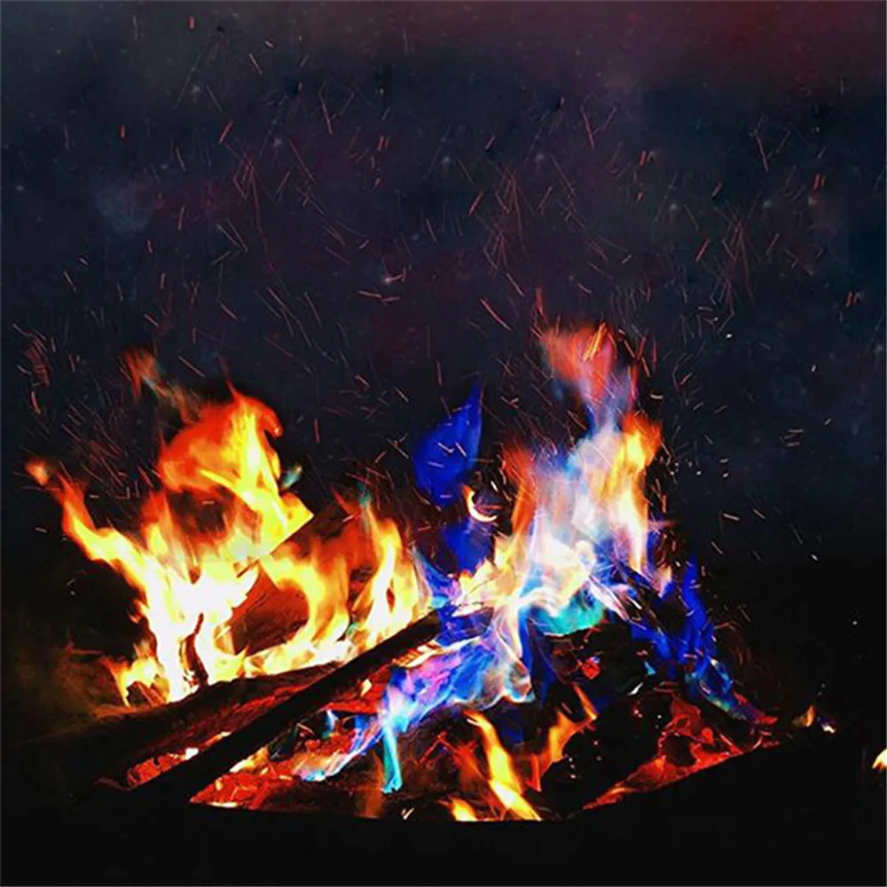 Magic Fire Colorful Flames Powder Bonfire Sachets Pyrotechnics Magic Trick Party Mysterious Fire Camping Hiking Survival Tools