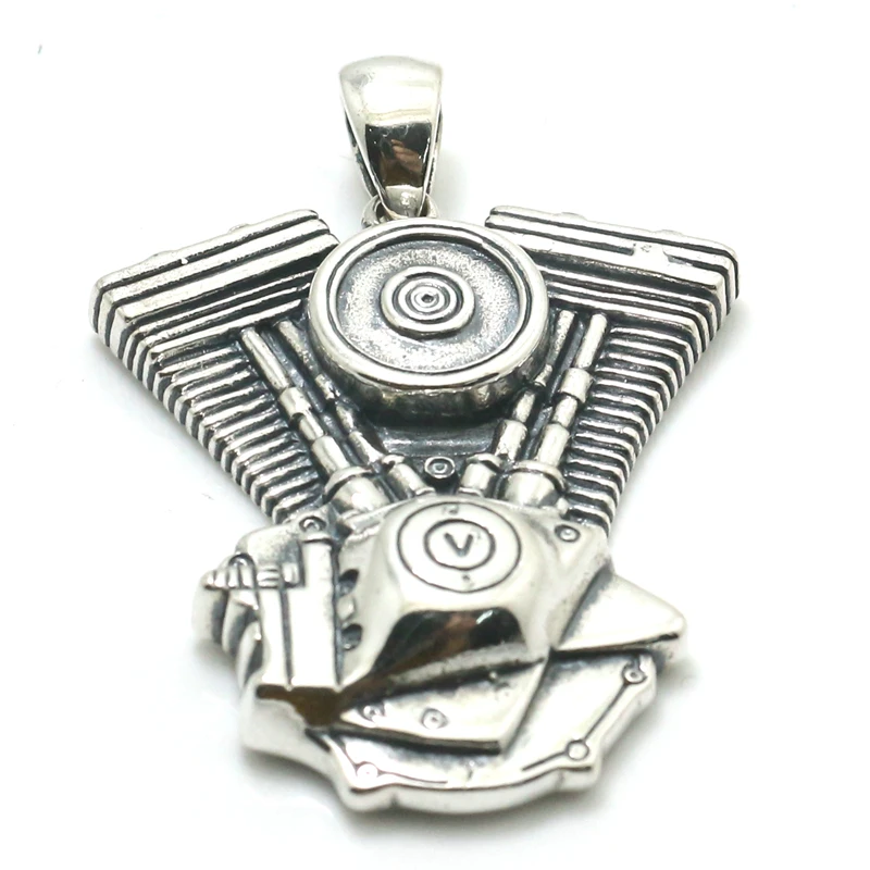 

Mens Boys 925 Silver Cool Biker Rider Engine Pendant Newest