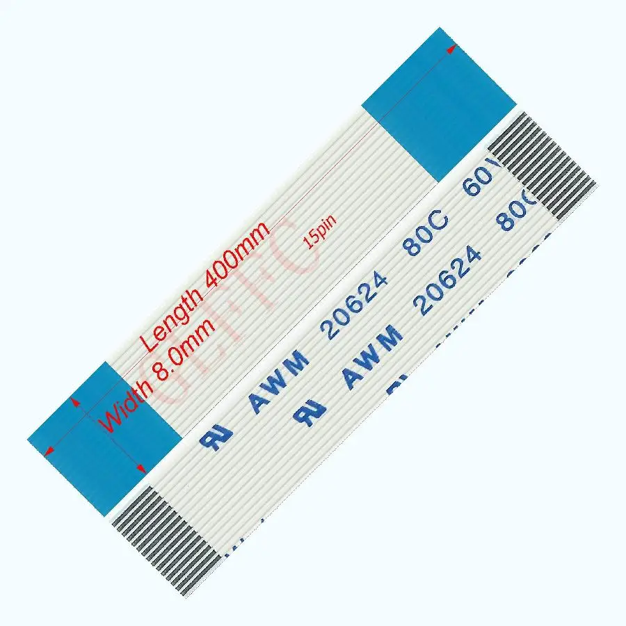 15pin 0.5pitch 400mm-800mm A-type Flexible Flat Cable FFC awm 20624 ROHS for TTL LCD DVD Computer