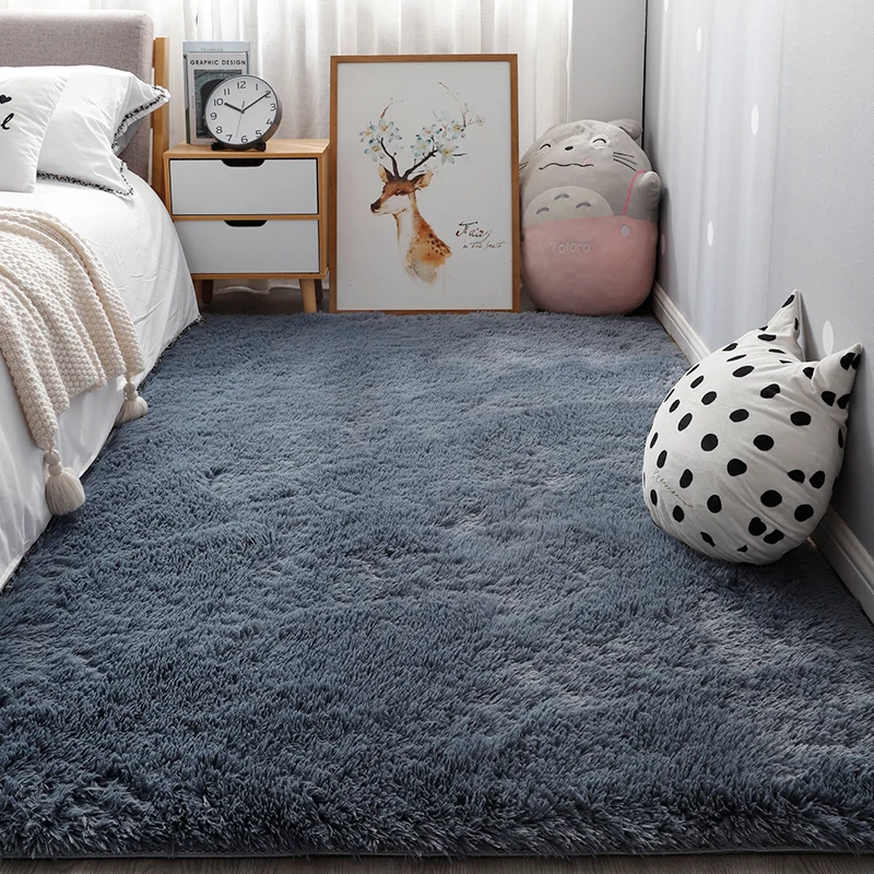 

Nordic ins bedroom small carpet white plush bedside rug living room thick mats suitable for home decoration boy crawling carpet