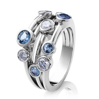 Huitan Simple 3 Row Design Women Finger Ring Dance Party Rings Daily Office Wearable Versatile Ring Gift for Girl Trendy Jewelry