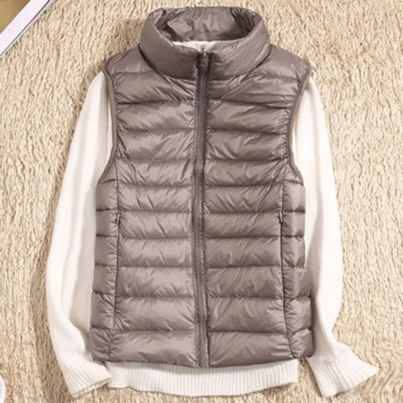 Women Autumn down vest jacket 90% White Duck Down Vest ultra light sleeveless vest jacket winter warm plus size waistcoat