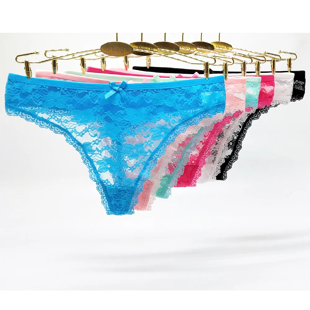 Soild Color Transparent Thong Girl Panties Lace Fashion Soft Tanga Nylon Low-rise Girls Underwear T Panty